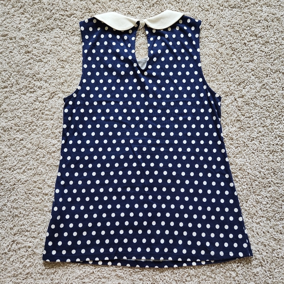 Modcloth Peter Pan Collar Tank Blue Polkadot Small - Picture 3 of 3